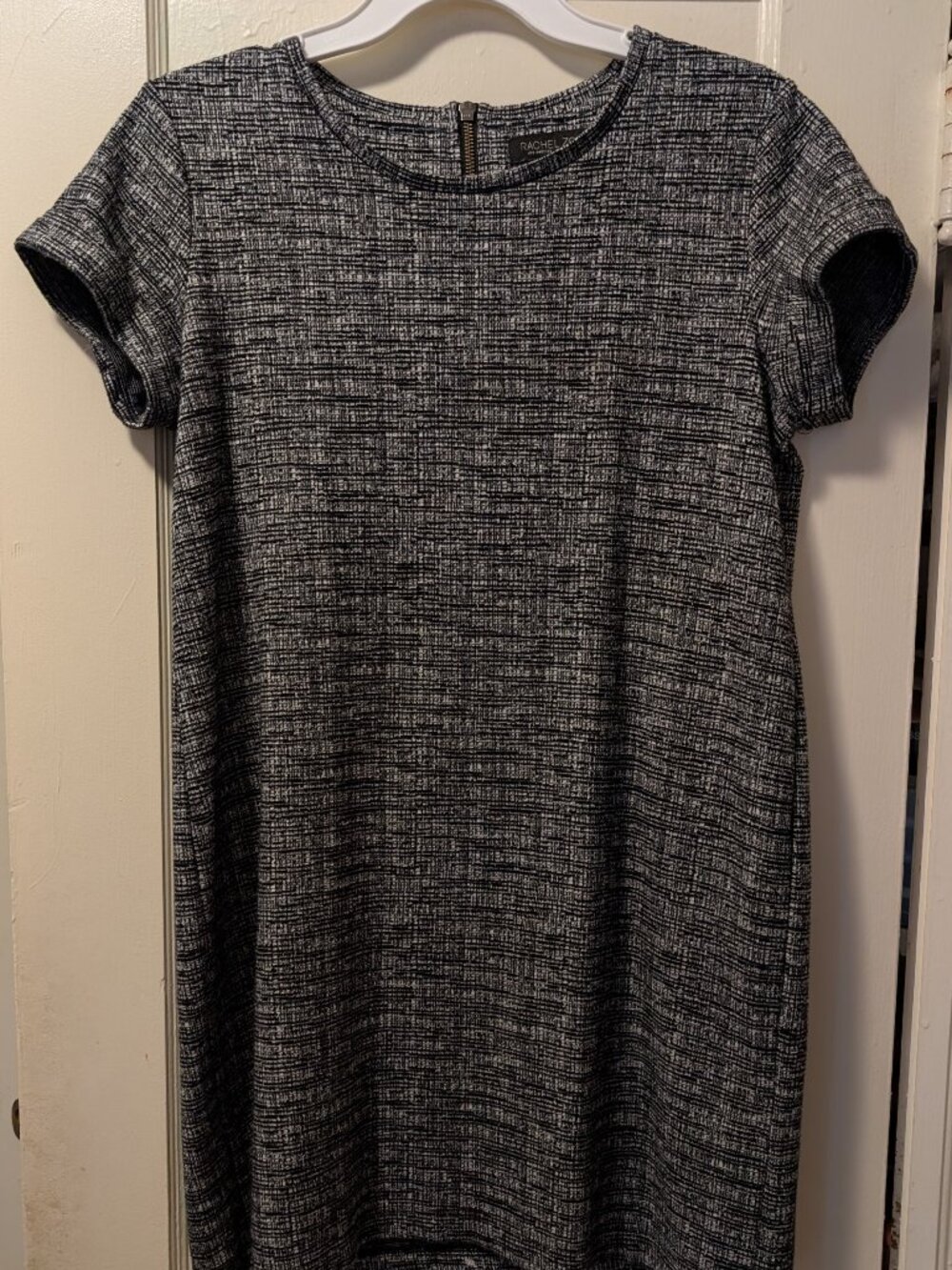 Rachel Zoe Tweed Shift Dress Sz S Navy White Workwear Mini